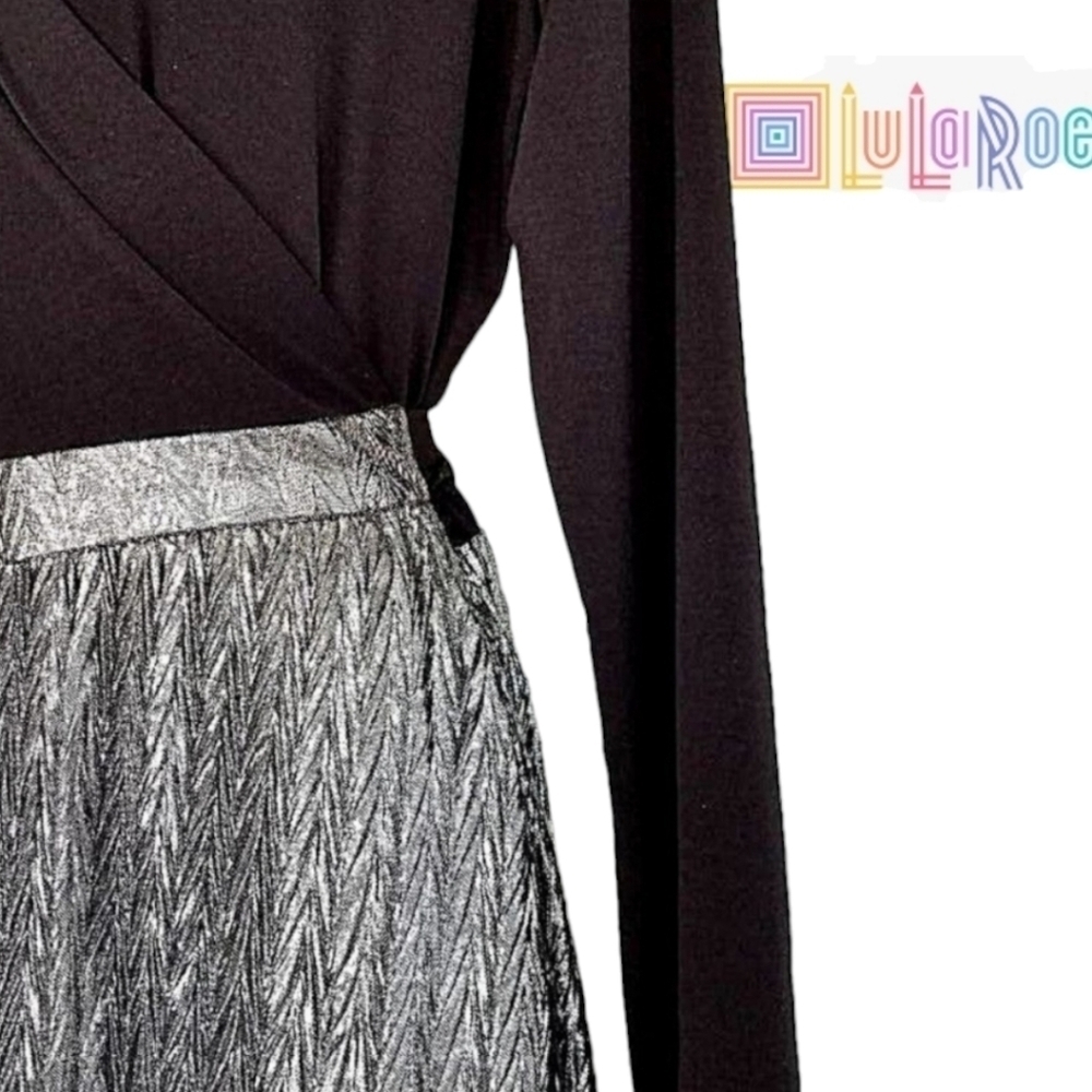 LULAROE DeAnne Wrap Dress Black & Silver Size 3XL New With Tags Party Wedding - Picture 6 of 12